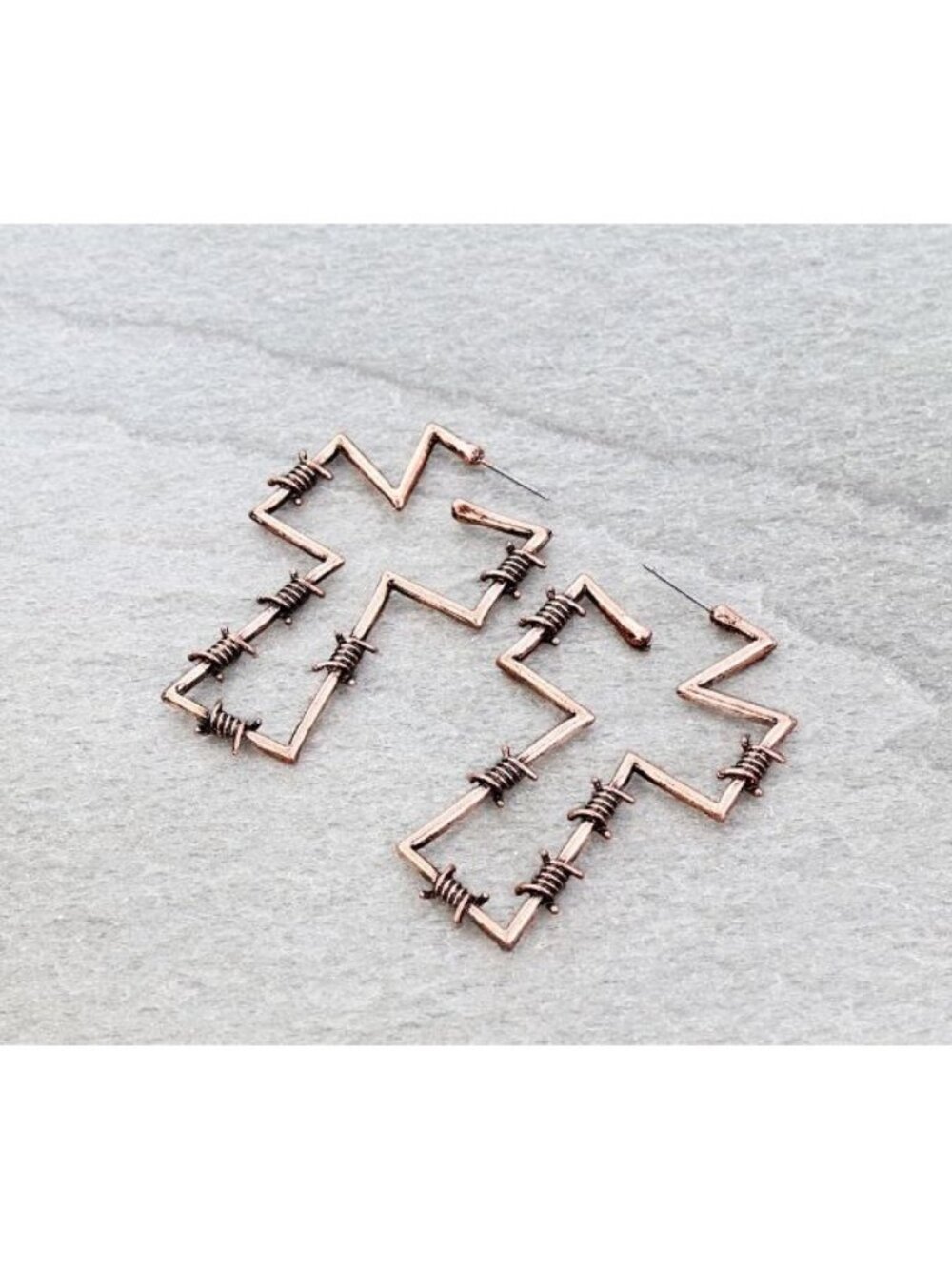 Western Barbed Wire Cross Stud Earrings - ER2540C0P
